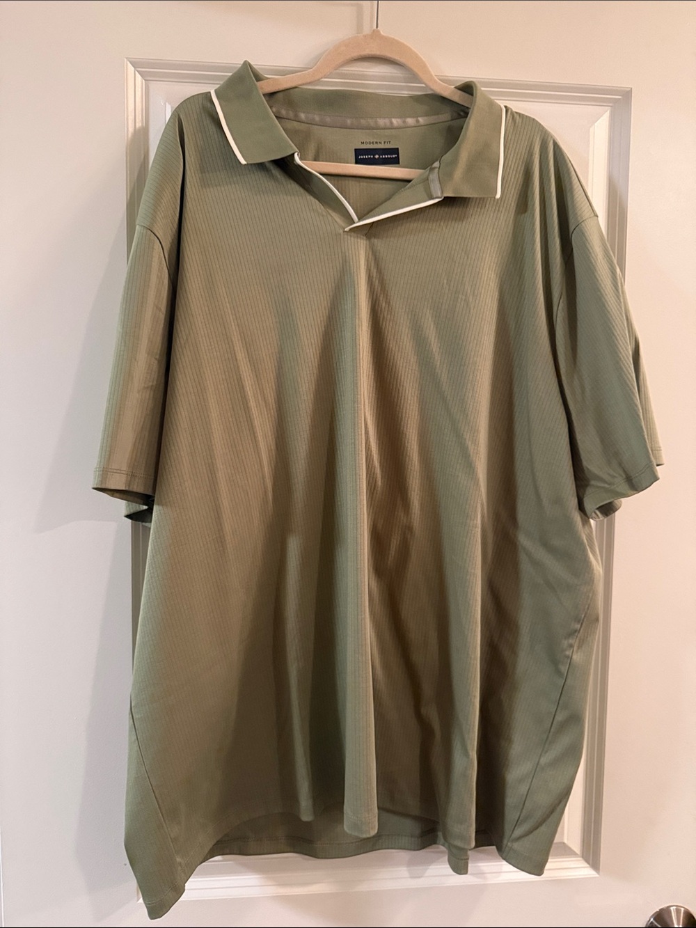 Joseph Olive Green Polo with White-Trim Collar